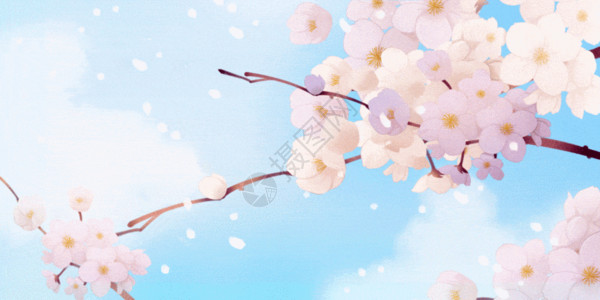 灰蒙蒙的天空樱花GIF动图高清图片