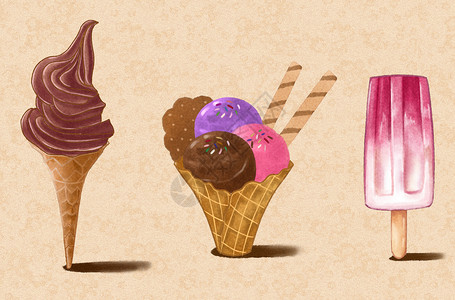 水果甜筒冰淇淋插画