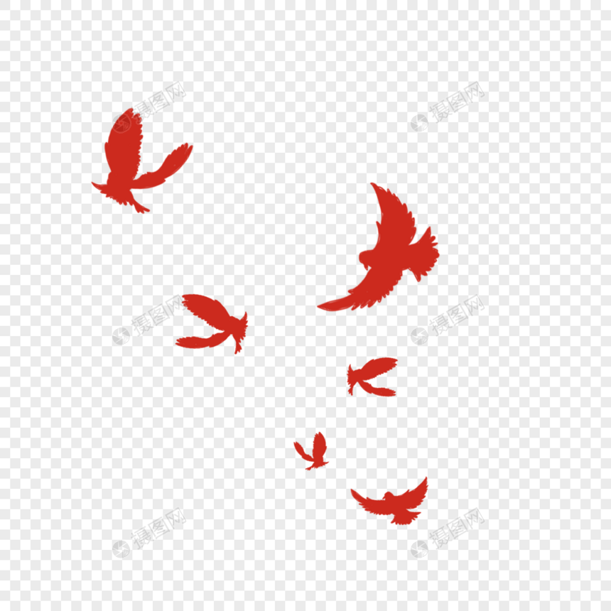 红色和平鸽剪影素材图片