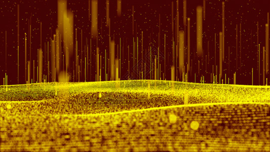 绿色金色证书金色粒子海平面动画GIF高清图片