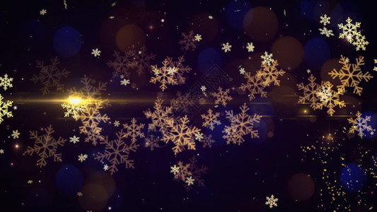 蓝色闪耀雪花金色粒子小鹿动画1GIF高清图片