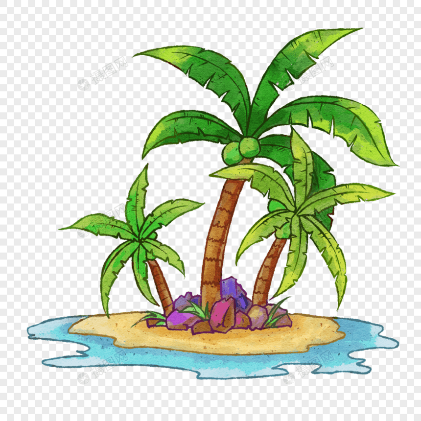 手绘夏日清新椰子树图片