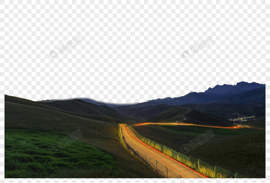 草原公路夜景图片