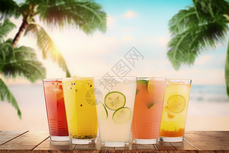 苏打饮料夏季海边设计图片