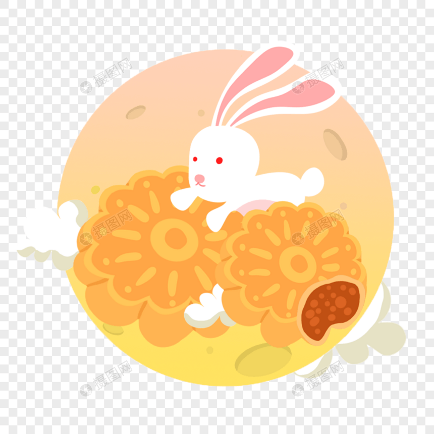 中秋月亮兔子月饼图片