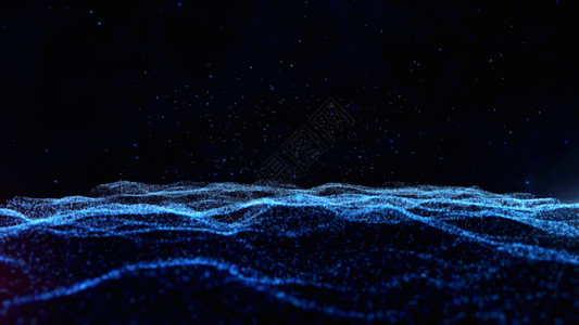 海平面日出蓝色粒子海平面动画GIF高清图片