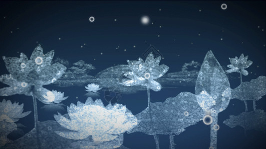水蓝色复古图案粒子荷花动画背景GIF高清图片