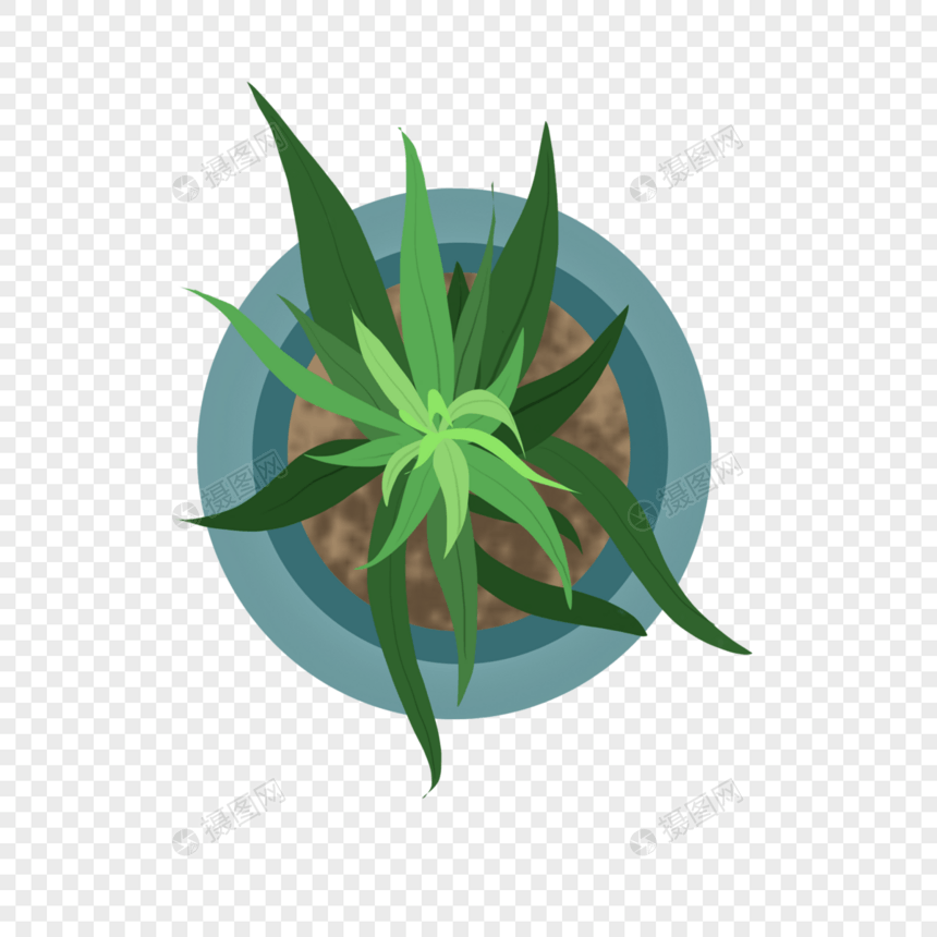 手绘绿色植物盆栽元素图片