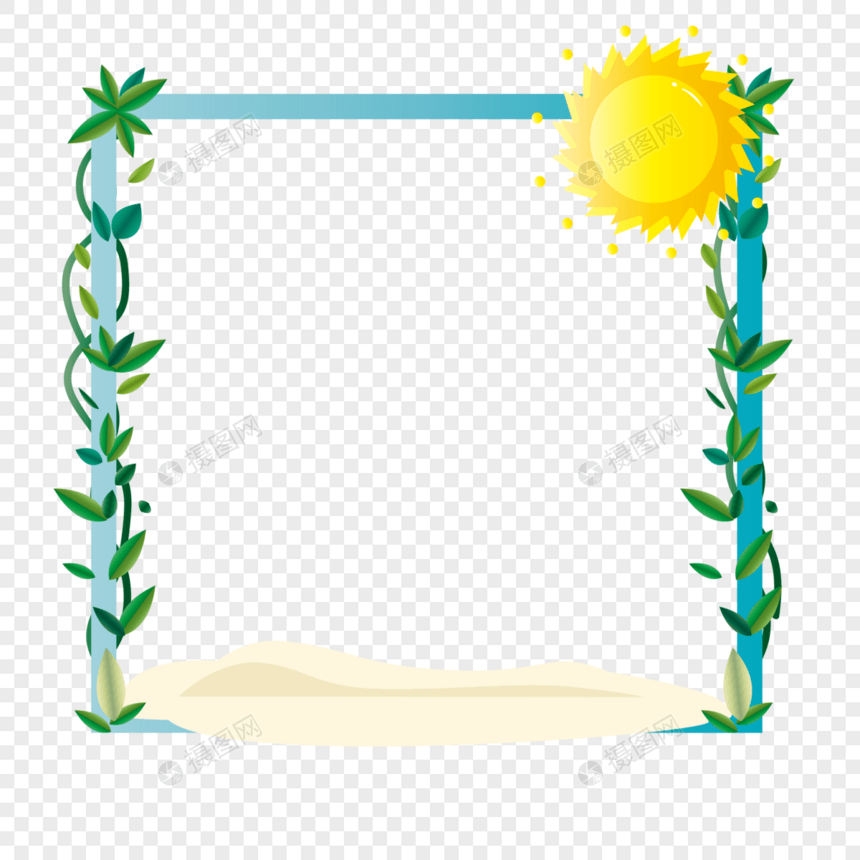 夏日沙滩矢量装饰边框图片