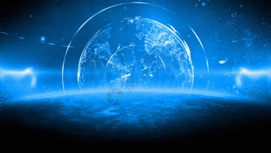 一个蓝色地球蓝色粒子背景GIF高清图片