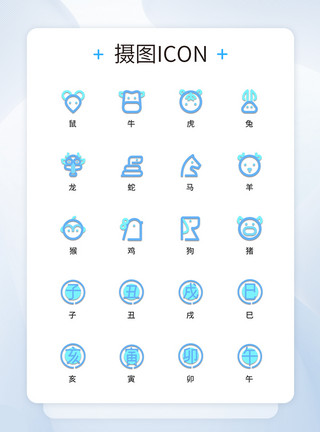 UI设计十二生肖图标icon图标设计模板