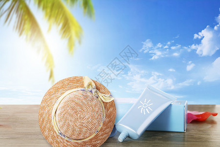 夏季可爱太阳帽防晒背景设计图片