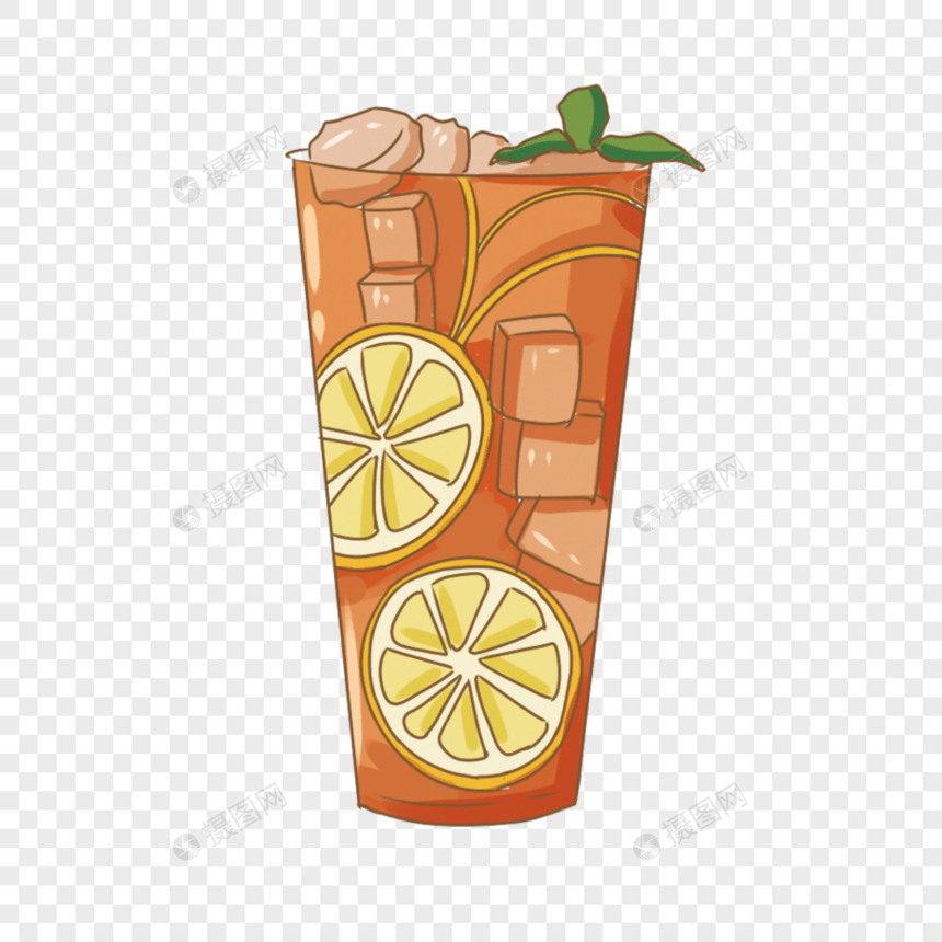 夏季饮品橘子汽水手绘图片