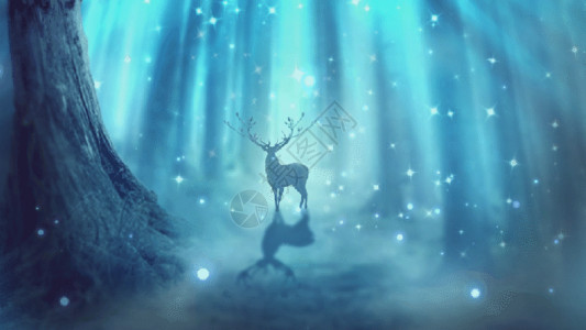 树林鹿动态梦幻美味丛林粒子光效背景视频元素gif高清图片