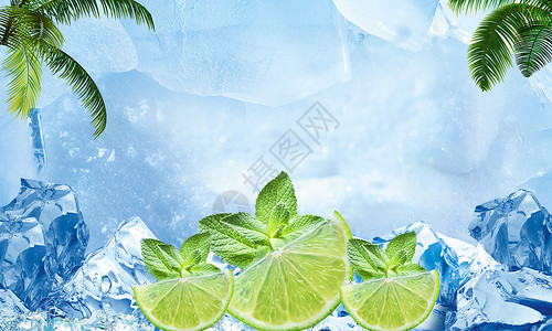 柠檬创意夏至清凉创意背景设计图片