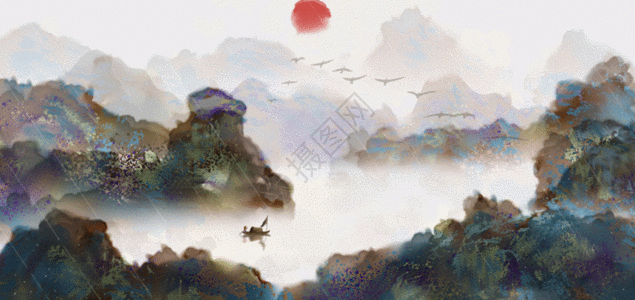 中国风山水画GIF图片
