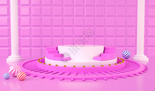 粉色产品台粉色电商背景设计图片