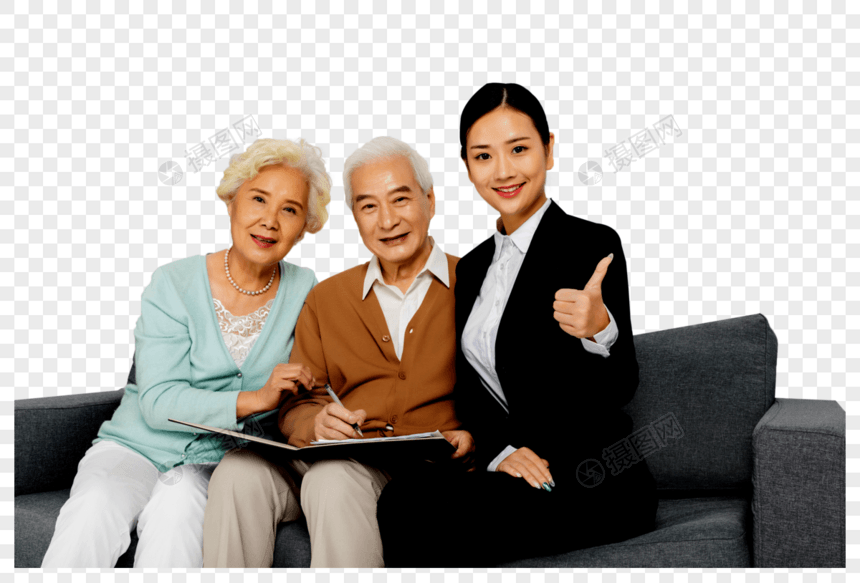 老年夫妻和保险顾问图片