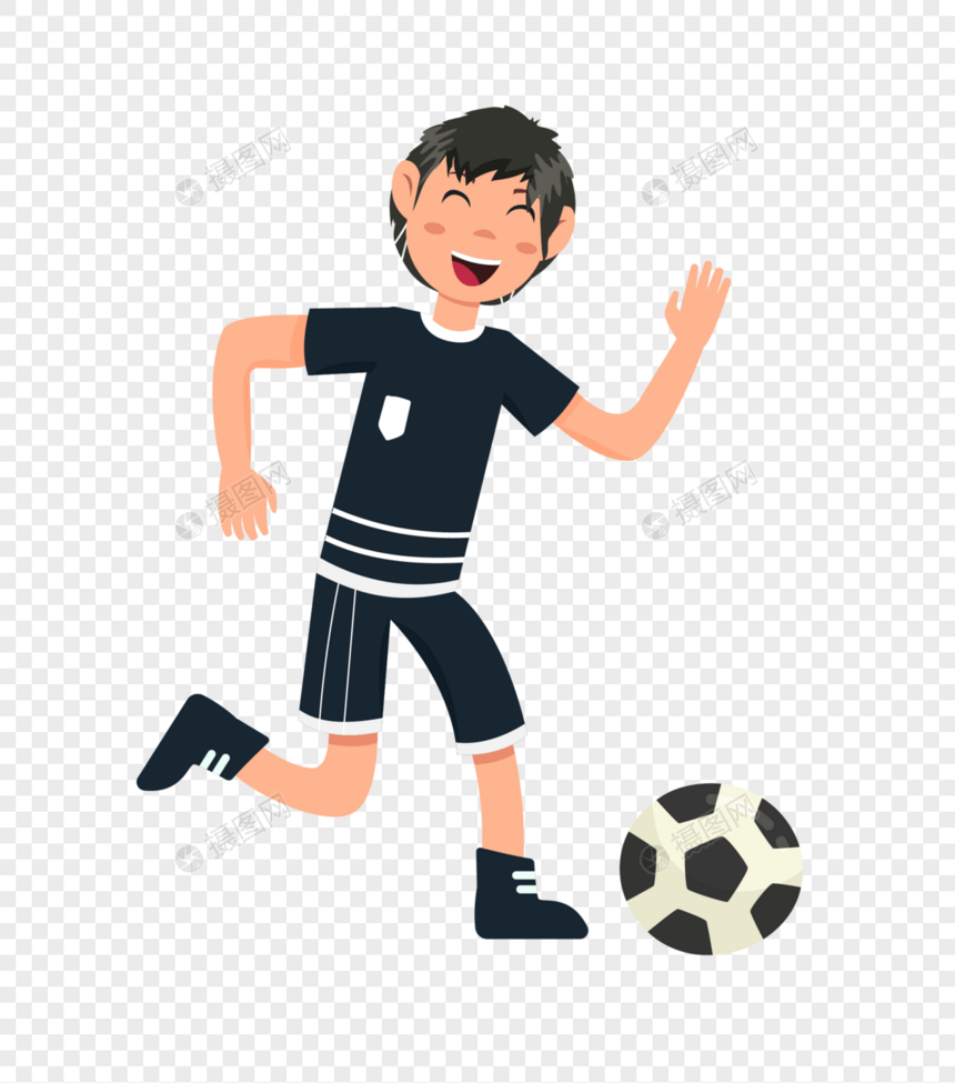 黑色衣服的踢球的小男孩图片