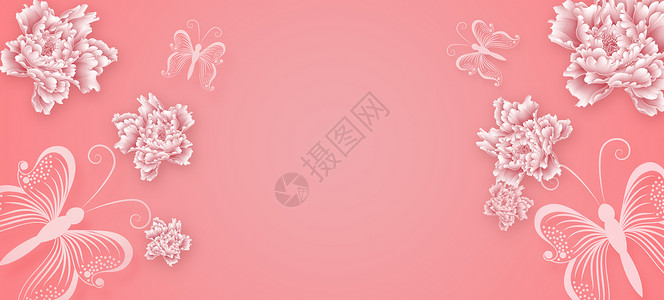 粉白蝴蝶花语背景墙设计图片