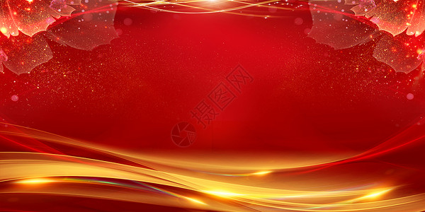 红色科技海报线条红金背景设计图片