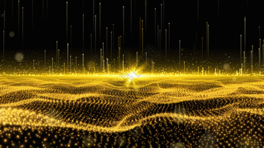 金色大气粒子波浪动态GIF图片