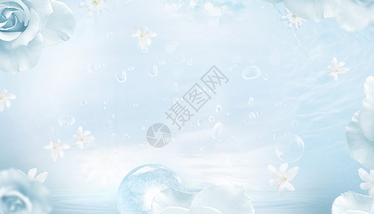 水与鲜花素材花朵梦幻背景设计图片