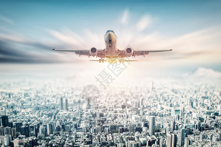 城市飞机背景图片