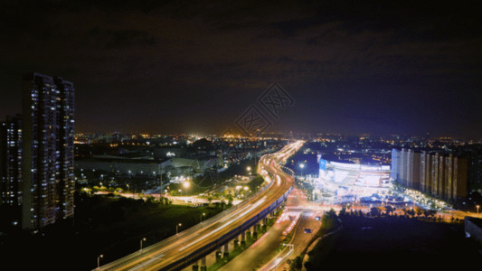 立交桥下城市夜景交通延时GIF高清图片