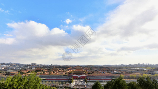 古代屋子北京故宫紫禁城全景延时摄影GIF高清图片