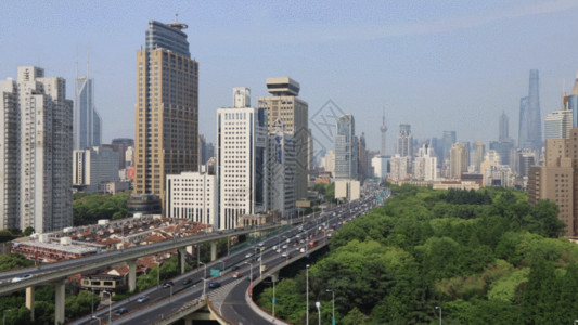 上海汽车上海拥堵的城市交通实拍GIF高清图片