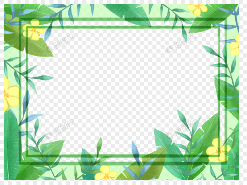 清新夏天水彩植物背景图片