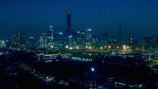 城市模糊模糊效果的北京国贸GIF高清图片