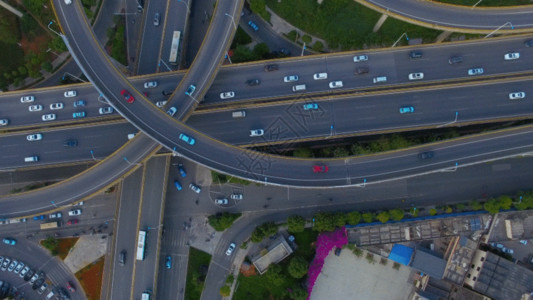 拥挤的汽车昆明高架环线航拍GIF高清图片