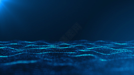 黑暗中的光明蓝色粒子海平面动画GIF高清图片