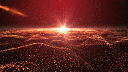 粒子光线海平面动画GIF图片