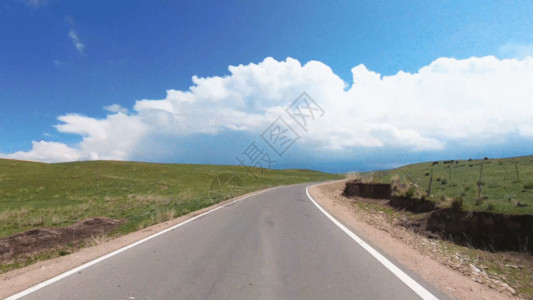 天山牧场路拍公路基础设施交通运输GIF高清图片