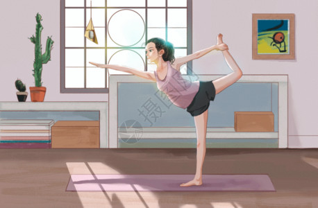 平衡计分卡室内瑜伽女孩GIF高清图片