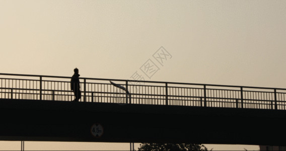 一个人的路天桥人影GIF高清图片