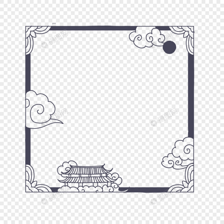 中秋节简单边框月宫祥云图片