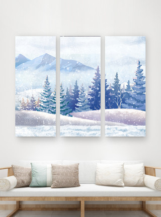 山雪景雪景风景手绘装饰画模板