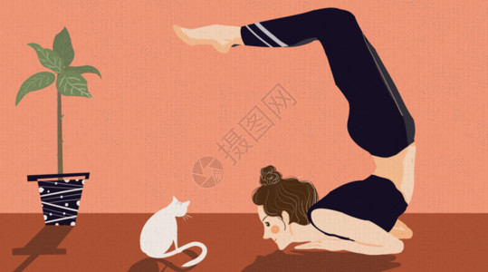 美女光脚练习瑜伽的女孩GIF高清图片
