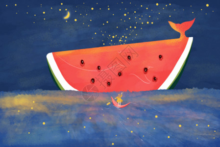 船中月亮夏至划船去吃西瓜gif高清图片