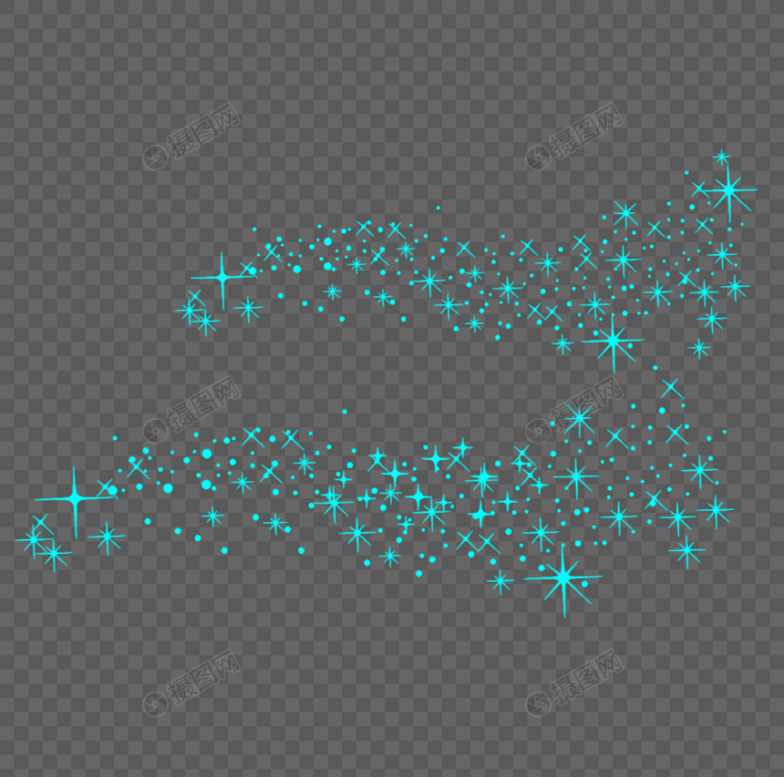 蓝色闪耀星光效果元素图片