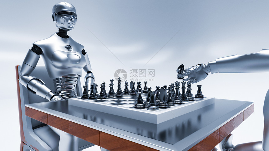 创意人工智能下棋场景图片
