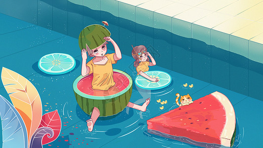夏天泳池里的孩子背景图片