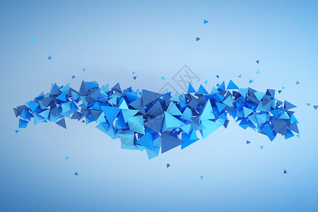 几何体粒子C4D蓝色三角形粒子背景设计图片