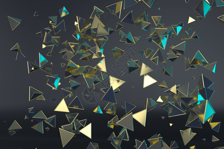 三角体立体C4D黄金三角体背景设计图片