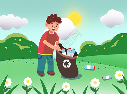 垃圾袋污染垃圾分类插画插画