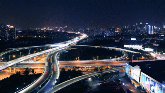 城市夜景交通枢纽延时GIF图片